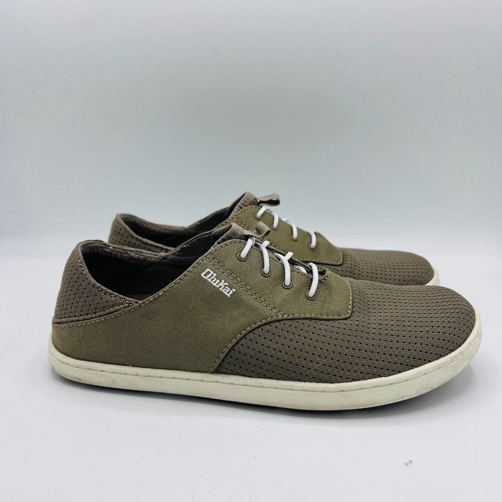 OluKai Men's Nohea Moku No Tie Boat Shoes Clay Tapa Size 40 MSRP $120